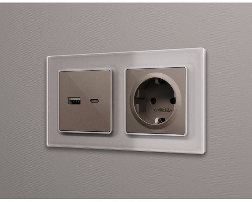 Накладка для розетки с заземлением и со шторками Ambrella Volt Quant AP6370