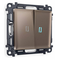 Выключатель двухклавишный с подсветкой без рамки Ambrella Volt Quant MA634020