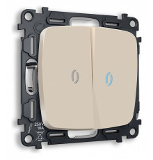 Выключатель двухклавишный с подсветкой без рамки Ambrella Volt Quant MO324020