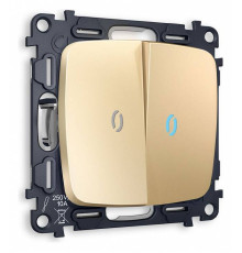 Выключатель двухклавишный с подсветкой без рамки Ambrella Volt Quant MO604020