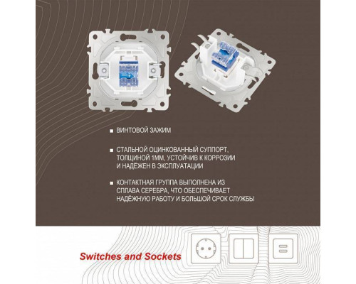 Розетка телефонная RJ-11 без рамки Arte Milano am-205 205.51-1.white