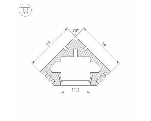 Профиль накладной угловой внутренний Arlight PDS45-T-2000 ANOD Black 015033