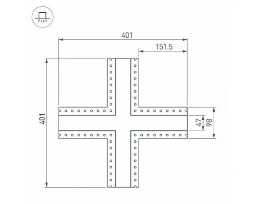 Соединитель угловой X-образный накладной Arlight S-LUX 030109