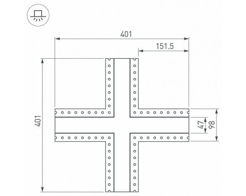 Соединитель угловой X-образный накладной Arlight S-LUX 030109