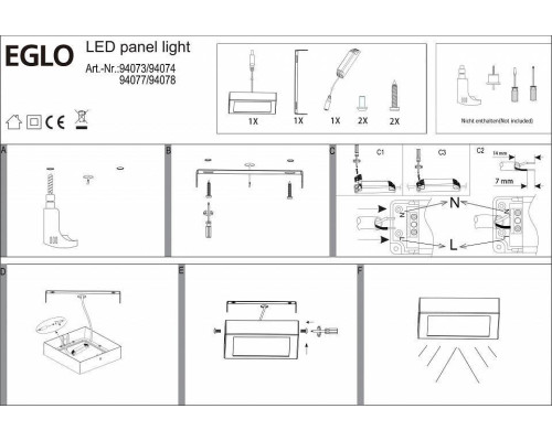 Светильник накладной Eglo Fueva 1 16.4 Вт 225x225 мм 94077