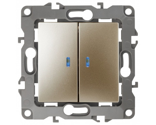 Выключатель двухклавишный с подсветкой без рамки Эра Эра 12 12-1004-06