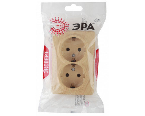 Розетка двойная с заземлением Эра Эра Эксперт 11-2205-11