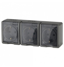 Розетка четверная с заземлением с крышкой Эра Эра Эксперт 11-2405-03