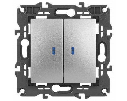 Выключатель двухклавишный с подсветкой без рамки Эра Эра Elegance 14-1105-03