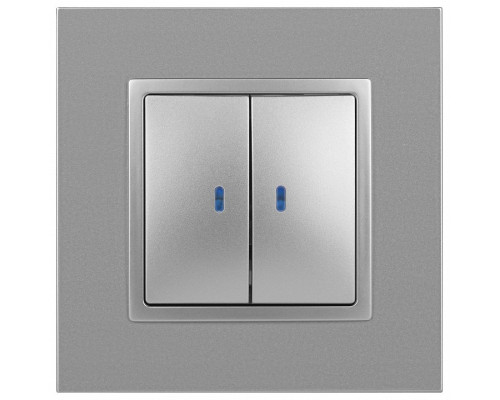 Выключатель двухклавишный с подсветкой без рамки Эра Эра Elegance 14-1105-03