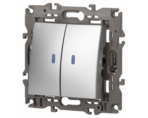 Выключатель двухклавишный с подсветкой без рамки Эра Эра Elegance 14-1105-03