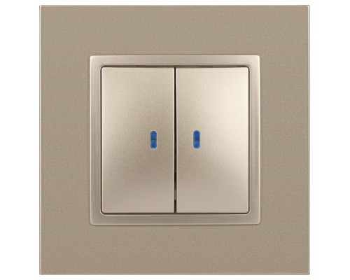 Выключатель двухклавишный с подсветкой без рамки Эра Эра Elegance 14-1105-04