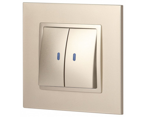 Выключатель двухклавишный с подсветкой без рамки Эра Эра Elegance 14-1105-04