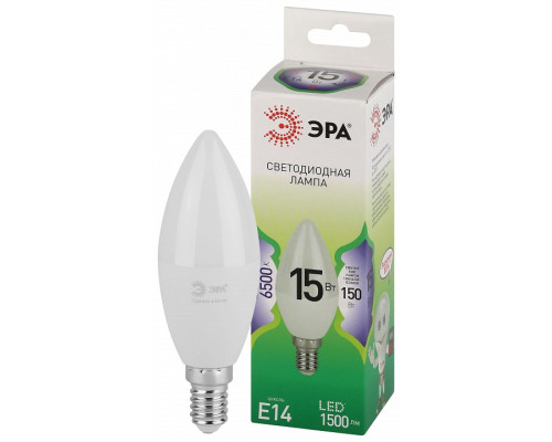 Лампа светодиодная Эра Green Line E14 15Вт 6500K LED B35-15W-865-E14 GL