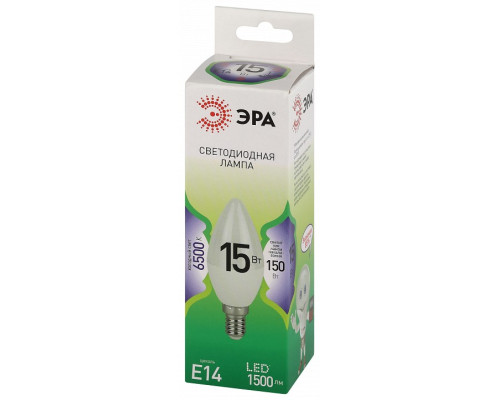 Лампа светодиодная Эра Green Line E14 15Вт 6500K LED B35-15W-865-E14 GL
