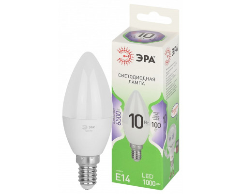 Лампа светодиодная Эра Green Line E14 10Вт 6500K LED B35-10W-865-E14 GL