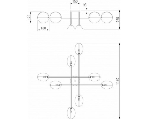 Потолочная люстра Eurosvet Grazia 70148/8 черный/золото