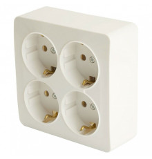 Розетка четверная с заземлением Stekker София 49310