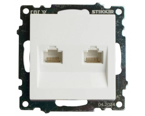 Розетка двойная Ethernet RJ-45 без рамки Stekker Катрин 50003