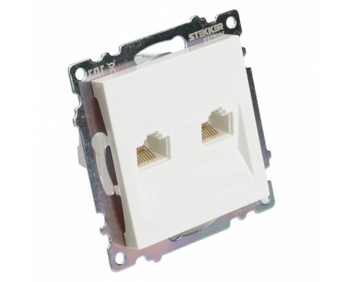 Розетка двойная Ethernet RJ-45 без рамки Stekker Катрин 50003