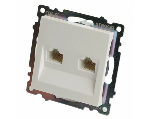 Розетка двойная Ethernet RJ-45 без рамки Stekker Катрин 50003