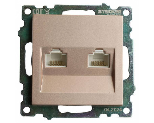 Розетка двойная Ethernet RJ-45 без рамки Stekker Катрин 50004