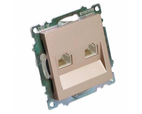 Розетка двойная Ethernet RJ-45 без рамки Stekker Катрин 50004