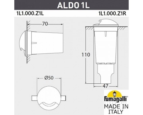 Встраиваемый в дорогу светильник Fumagalli Aldo 1L1.000.000.LXZ1L