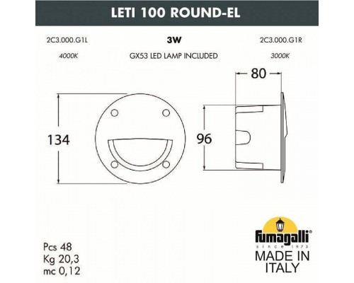 Встраиваемый светильник Fumagalli Leti 2C3.000.000.AYG1L