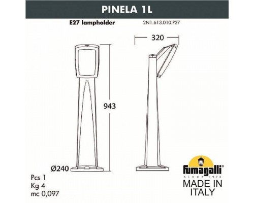 Наземный низкий светильник Fumagalli Germana 2N1.613.010.WYF1R