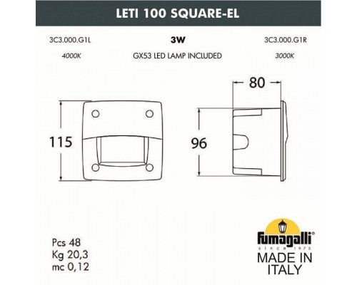 Встраиваемый светильник Fumagalli Leti 3C3.000.000.LYG1L