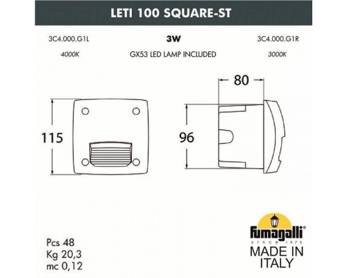 Встраиваемый светильник Fumagalli Leti 3C4.000.000.WYG1L