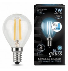 Лампа светодиодная Gauss LED Filament Globe E14 7Вт 4100K 105801207-S