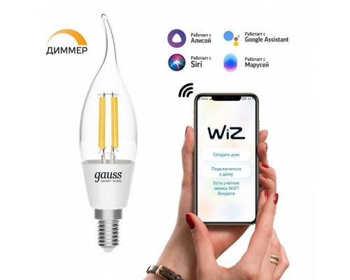 Лампа светодиодная с управлением через Wi-Fi Gauss Smart Home E14 4.5Вт 2700K 1260112