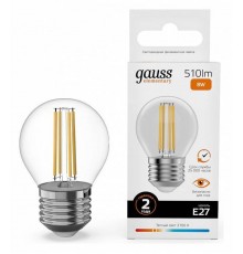 Лампа светодиодная Gauss Filament Elementary E27 8Вт 2700K 52218