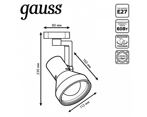 Светильник на штанге Gauss Track Light TR005