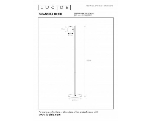 Торшер Lucide Skanska 3749/03/15