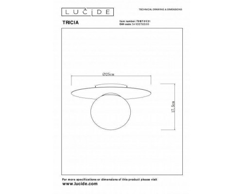 Накладной светильник Lucide Tricia 79187/01/31