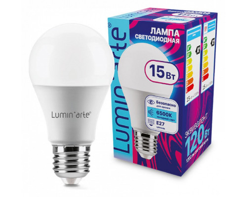 Лампа светодиодная Luminarte  E27 15Вт 6500K LSTD-A60-15W6KE27