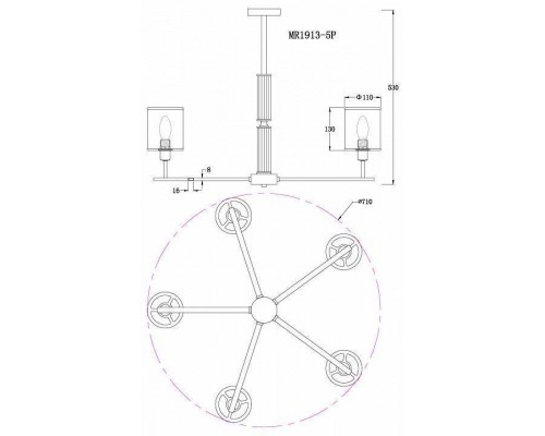 Люстра на штанге MyFar Alen MR1913-5P