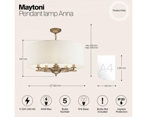 Подвесной светильник Maytoni Anna H007PL-05G