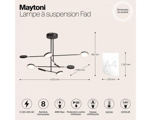 Люстра на штанге Maytoni Fad MOD070PL-L48B3K