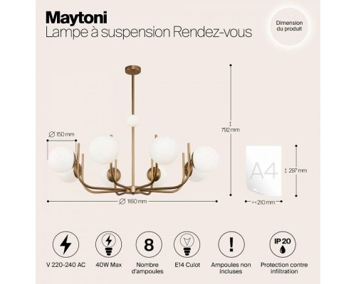 Люстра на штанге Maytoni Rendez-vous MOD109PL-08BS