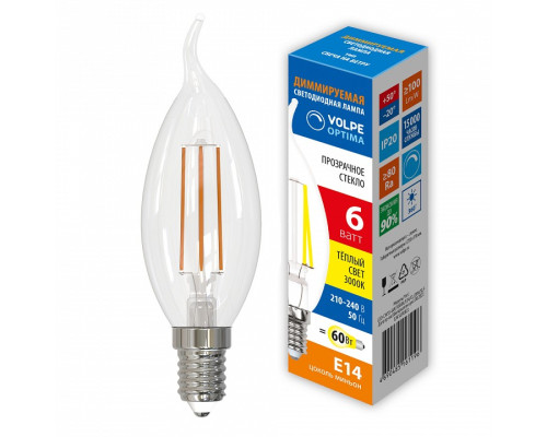 Лампа светодиодная Volpe OPTIMA DIM E14 6Вт 3000K UL-00009243