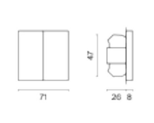 Выключатель проходной двухклавишный без рамки Voltum S70 VLS020306