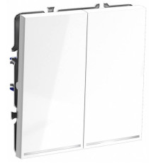 Выключатель проходной двухклавишный с подсветкой без рамки Voltum S70 VLS020401