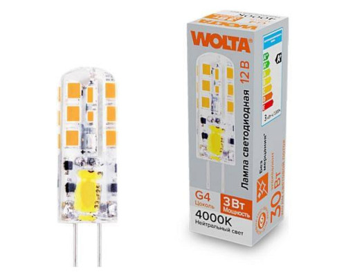 Лампа светодиодная Wolta  G4 3Вт 4000K WSTD-JC-12V3W4KG4-S
