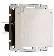 Розетка влагозащищенная с заземлением и со шторкой, без рамки с крышкой Werkel Перламутровый рифленый W1171213