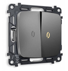 Выключатель двухклавишный с подсветкой без рамки Ambrella Volt Quant MO654010