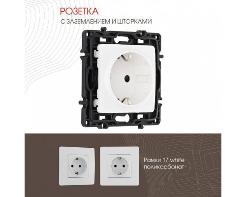 Розетка с заземлением и со шторкой, без рамки Arte Milano am-217 217.40-1.white